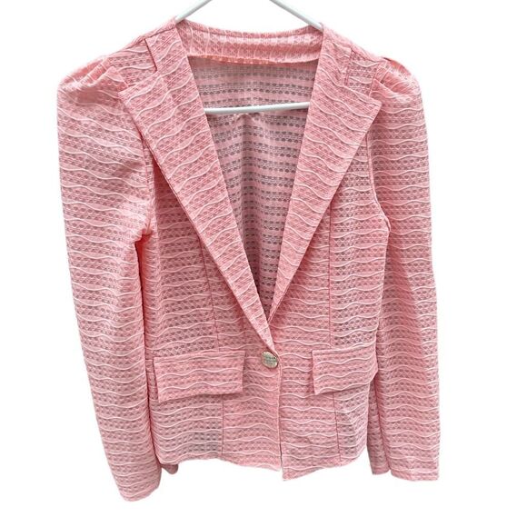 Vintage pink size small textured puff sleeves  jacket - Picture 1 of 4